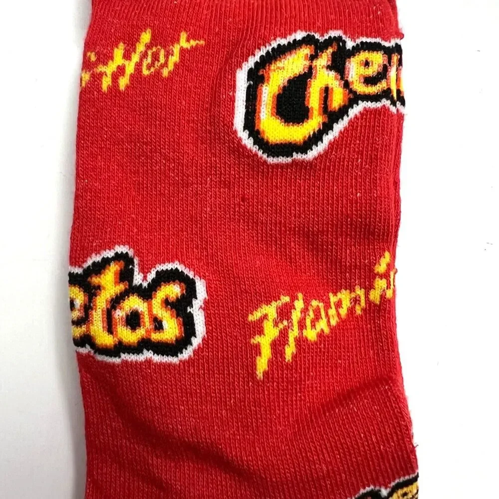 Odd Sox Unisex Flamin Hot Cheetos Snack Chip Novelty Crew Socks Red Yellow